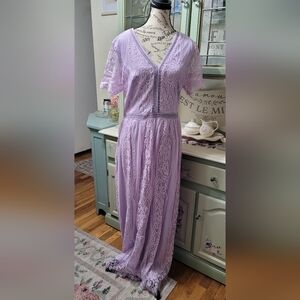 Flutter Sleeve Lace Eyelet Maxi Dress